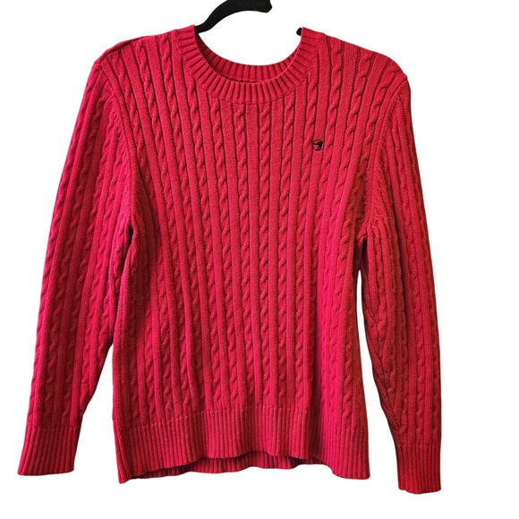 Duck Head Sweaters - Cabin Core Cable Knit Sweater PM Red Cotton Crew Neck Preppy Pullover‎ PM Red